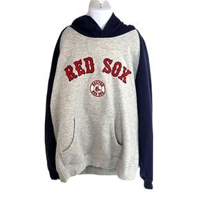 Boston Red Sox Kids Boys Girls 14-16 Blue Hoodie Sweatshirt Embroidered Pocket